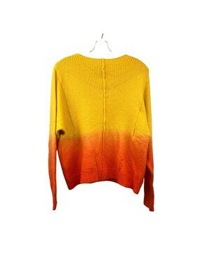 Blue B Womens Knit Pullover Sweater Yellow/Orange Boatneck Size S/M